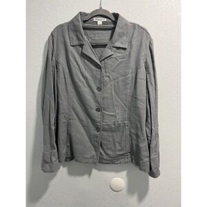 Pendleton‎ Womens Jacket Gray Linen Blend Pockets Button Front Size XL